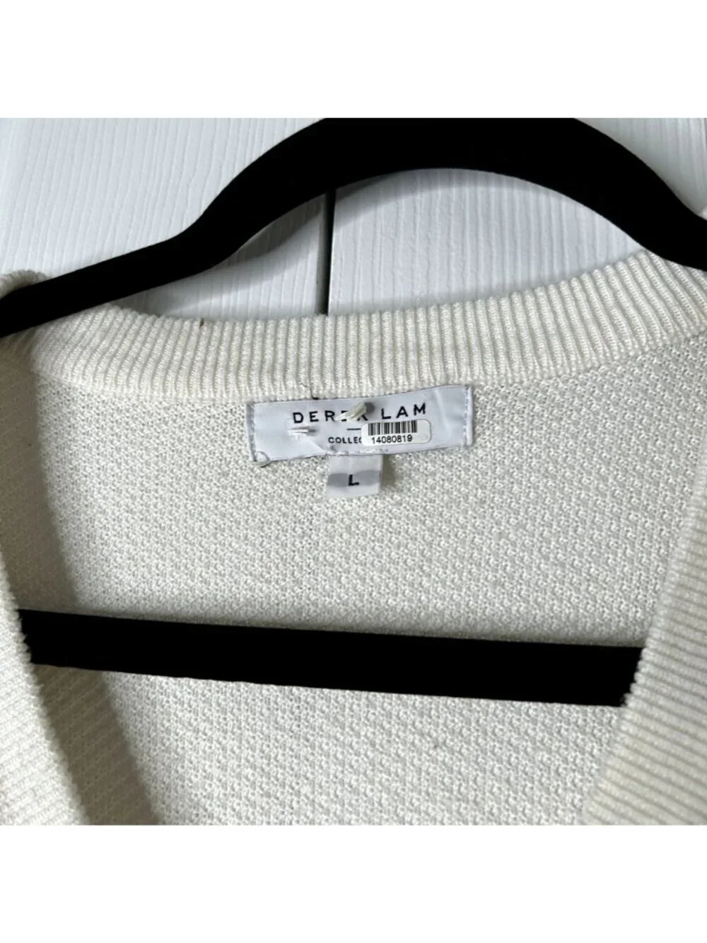 Derek Lam Ivory White Wool Blend V-Neck Knit Tunic Sweater Women's Size Large L